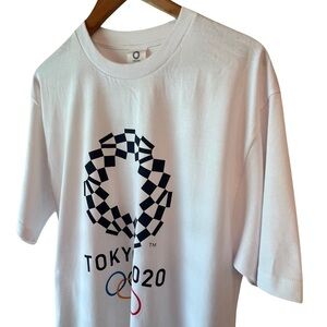 New Tokyo 2020 Olympics Graphic Tee Olympic Rings Japan White Navy Blue Men’s XL